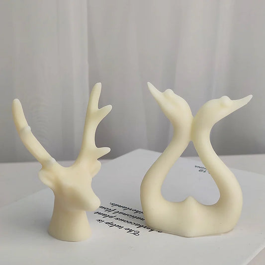 Swan Love and fidelity and Sika Deer Elk Antler Silicone Candle Mould
