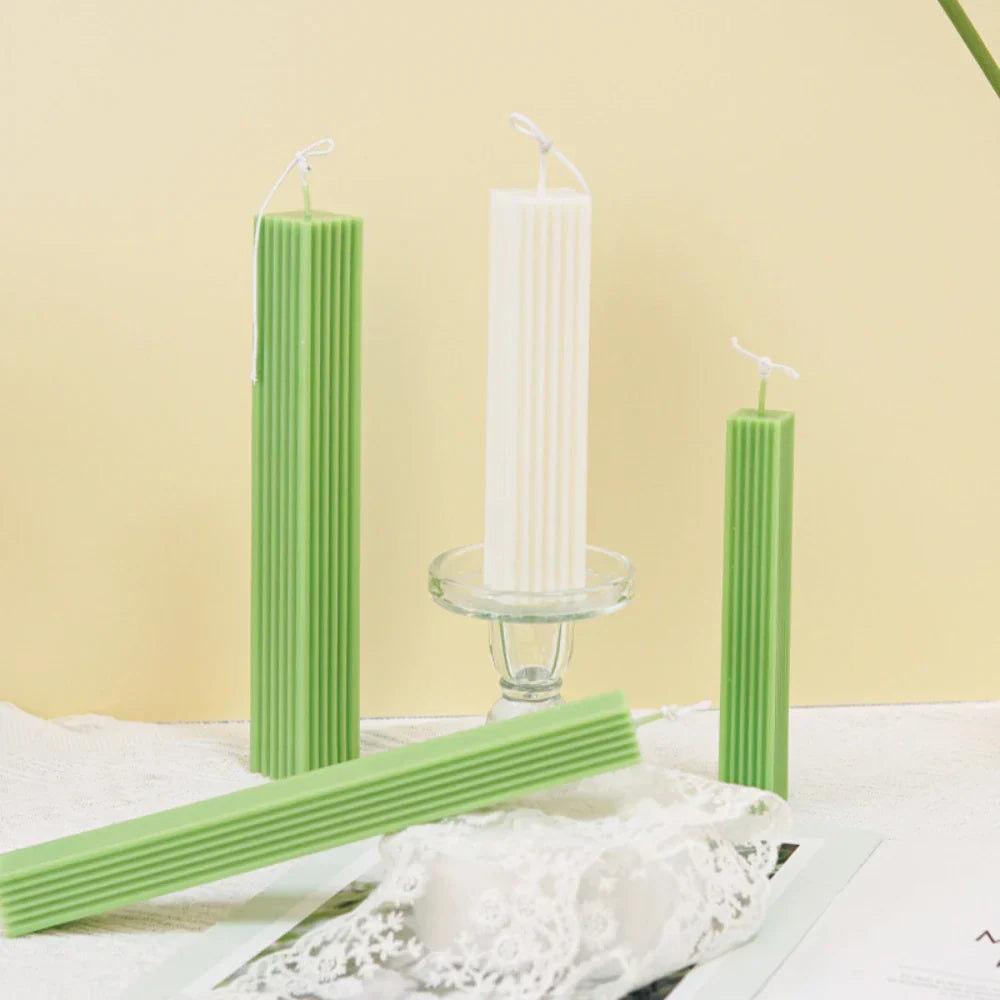 Ribbed Rectangular Pillar Candle Mould