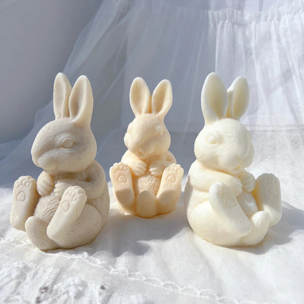 3D Sitting Bunny Silicone Candle Mould