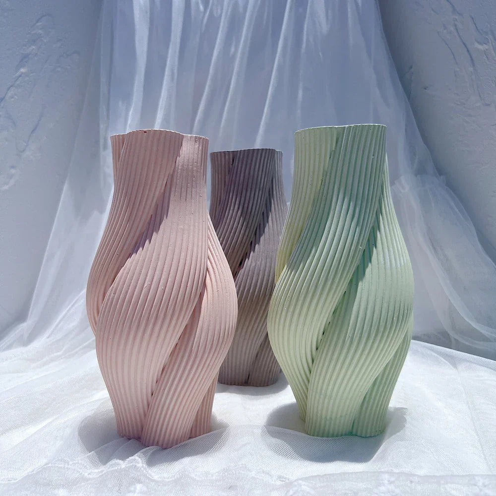 DIY Flower Pot Striped Geometric Vase Mould