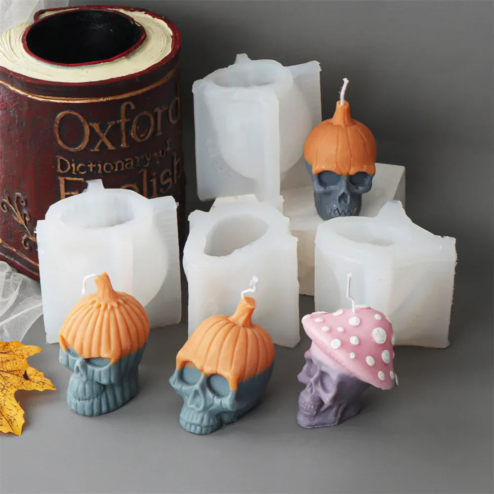 DIY Halloween Evil Pumpkin Skull Candle Mould
