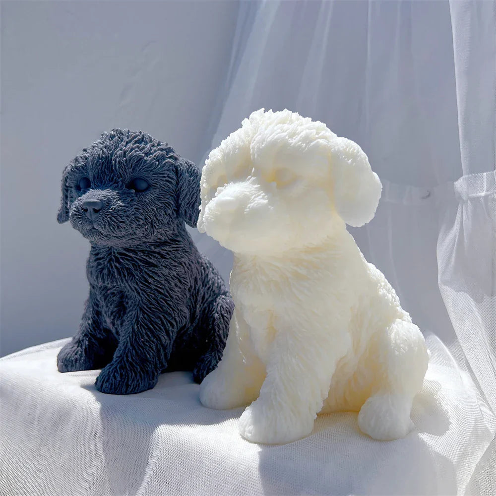 Cute Labradoodle Dog Silicone Candle Mould