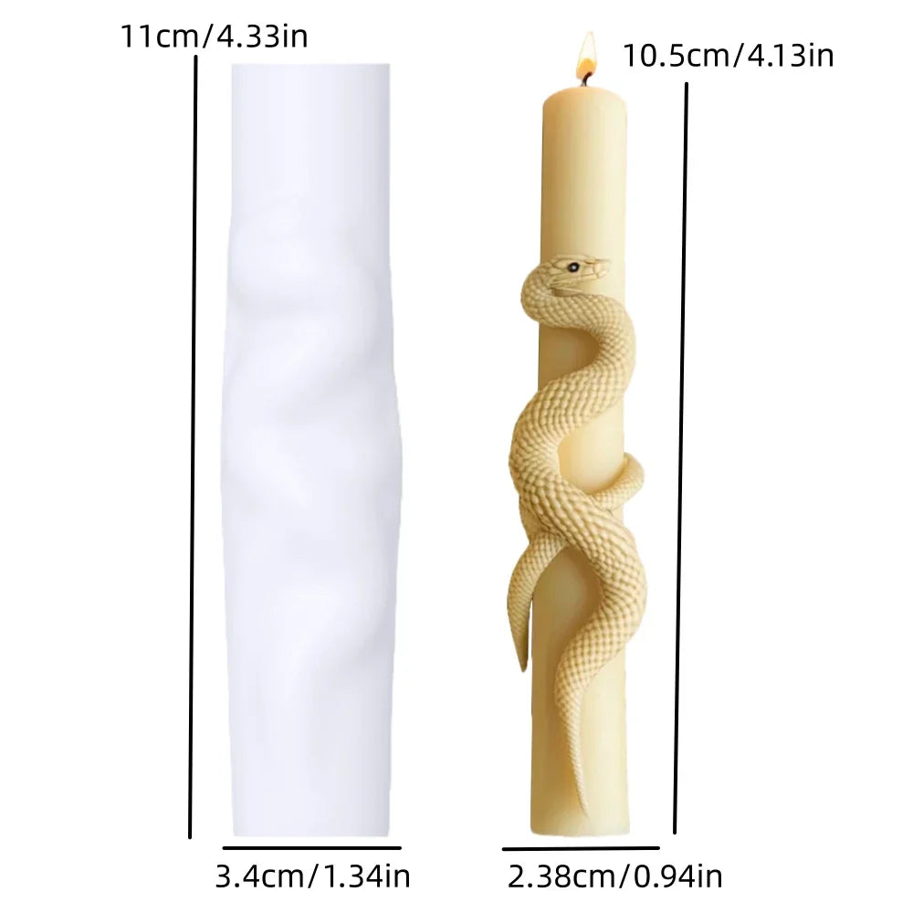 DIY Spiral Snake Relief Long Pole Candle Silicone Mould