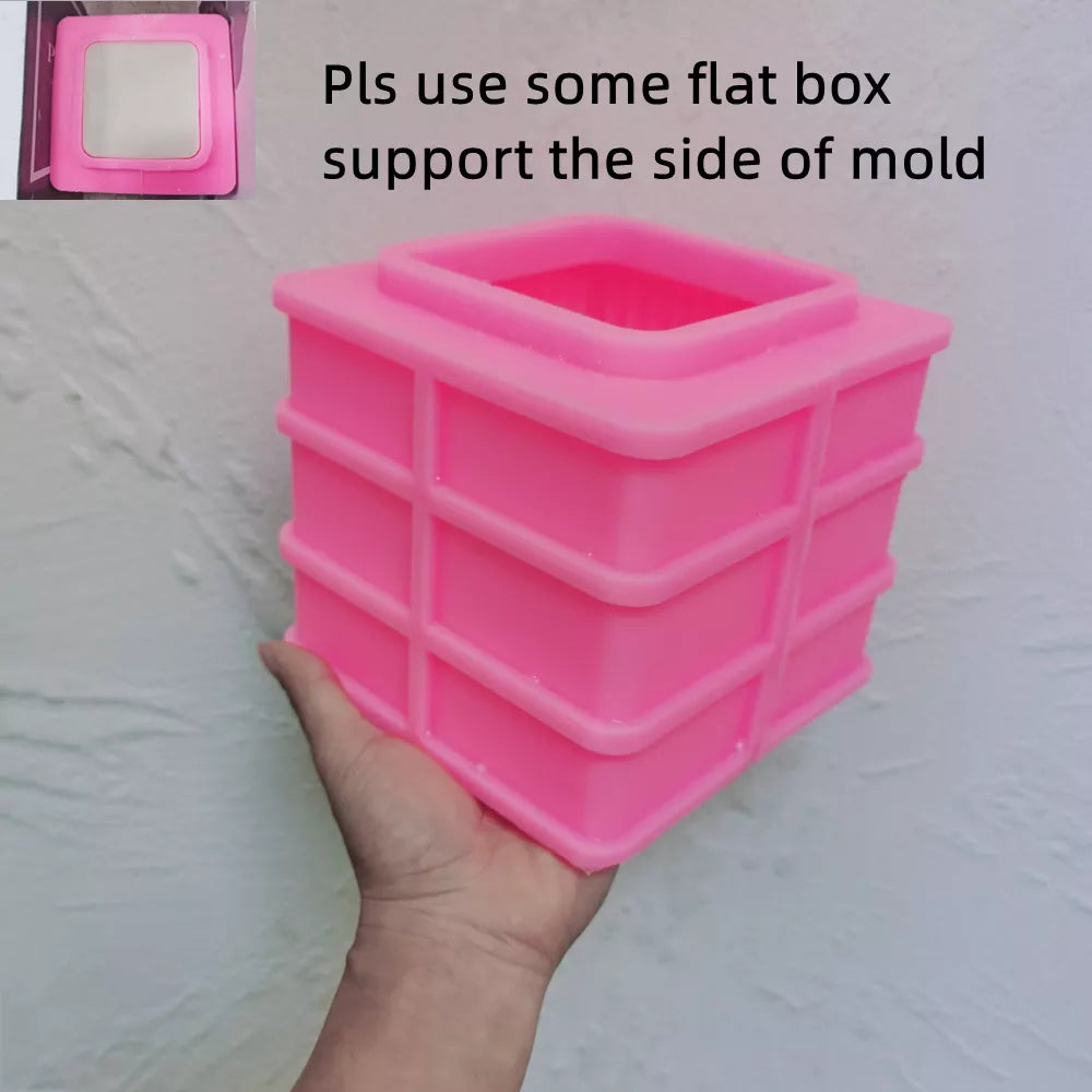 Big Size Ribbed Square Cube Candle Mould