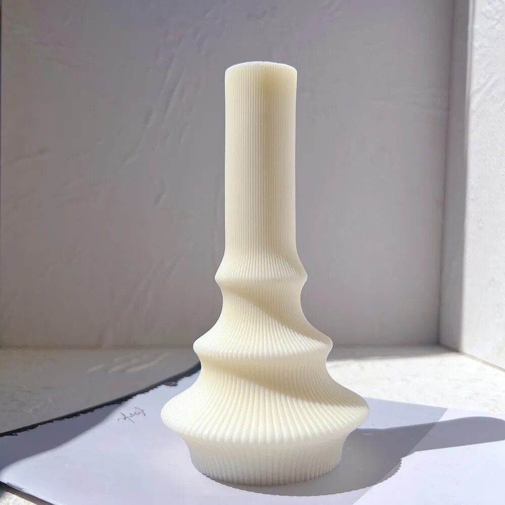 Abstract Cylindrical Striped Tall Pillar Candle Mould