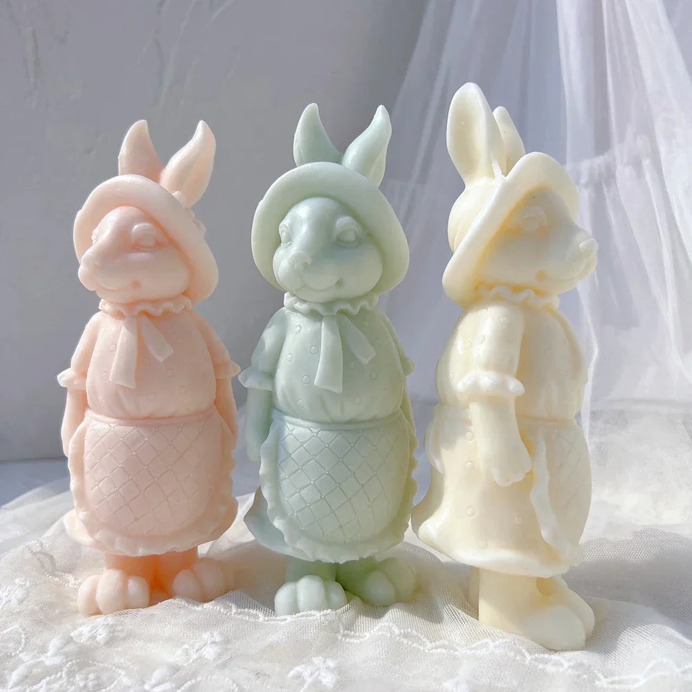 Apron Rabbit Girl Silicone Candle Moulds