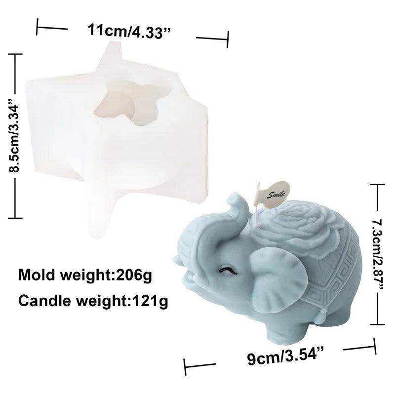 3D Playful Elephant Candle Silicone Mould