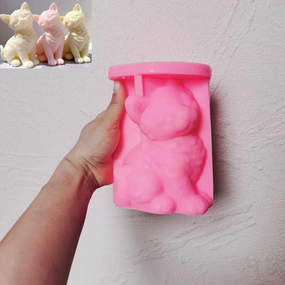 Sitting Cute Cat Silicone Candle Mould