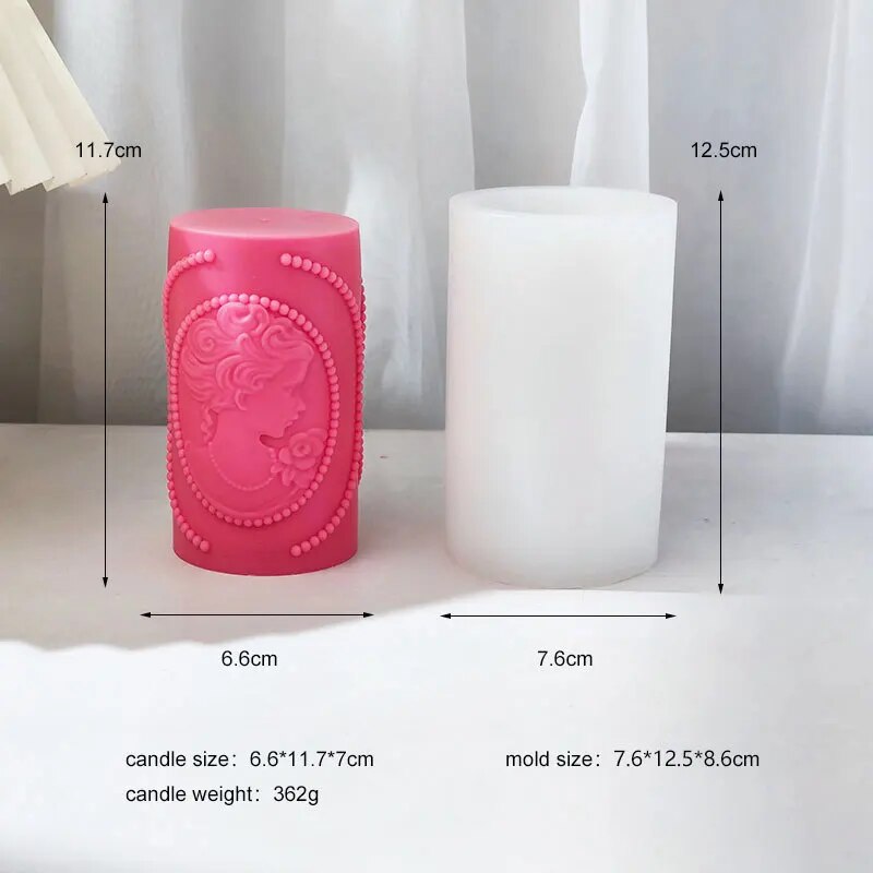 Girl portrait column candle Mould