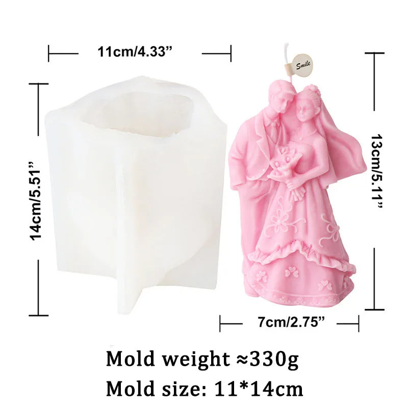Bride and groom Wedding Ceremony Candle Mould Silicone