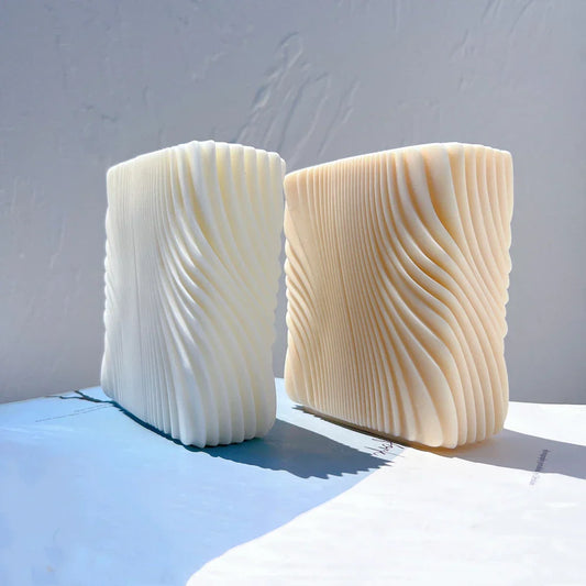 Block Square Swirl Candle Mould