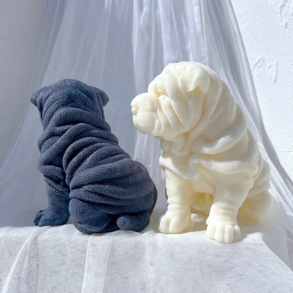 Shar Pei Dog Puppy Silcione Candle Mould