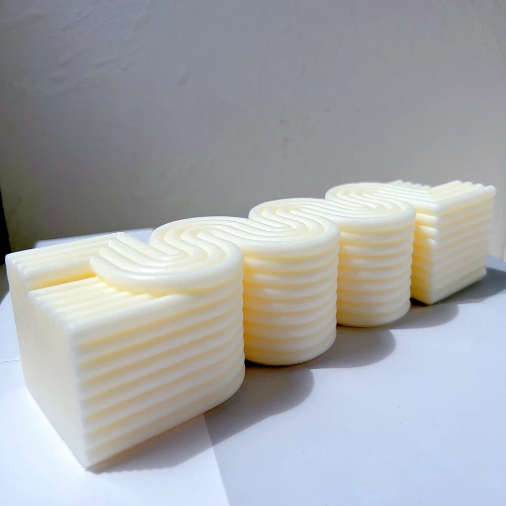 Aesthetic Wave Stripped Pillar S Shape Candle Mould