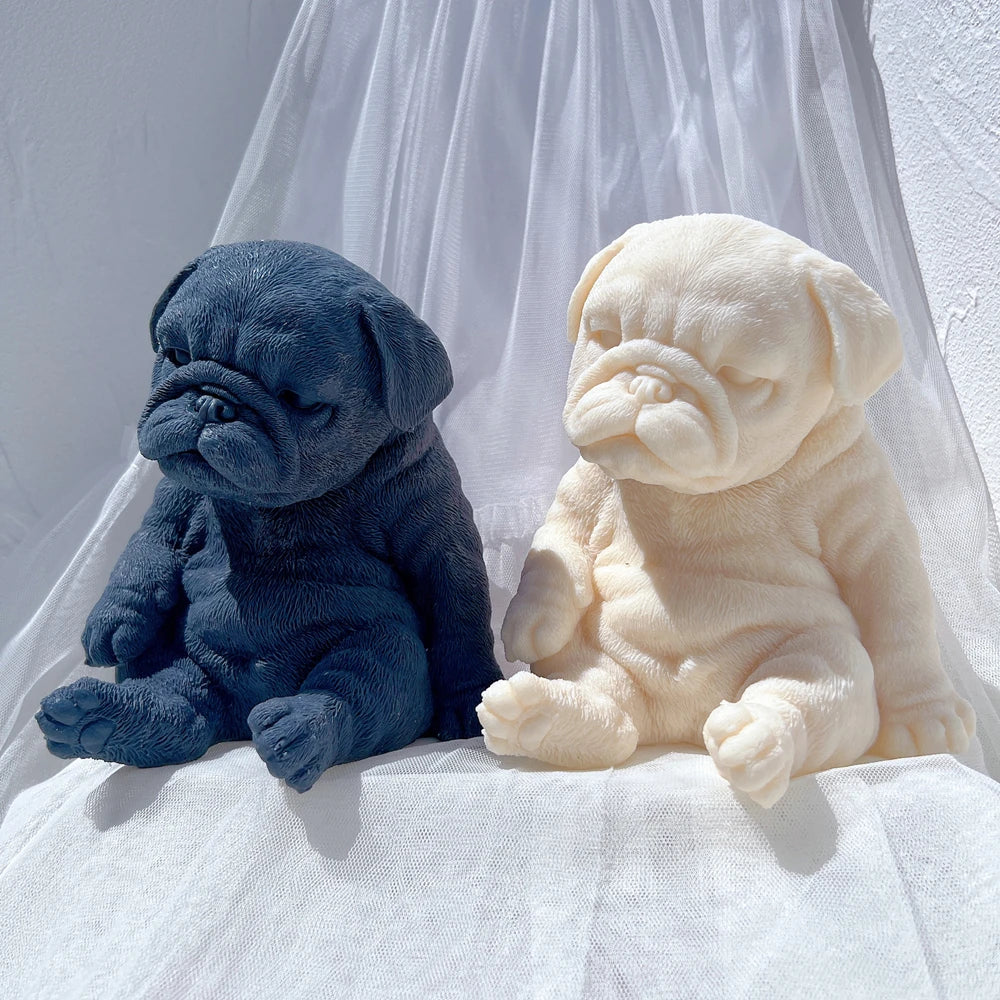 Sitting Sleeping Pug Puppy Candle Mould