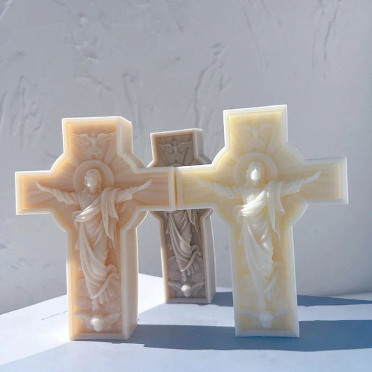 Jesus Statue Cross Candle Mould Silicone