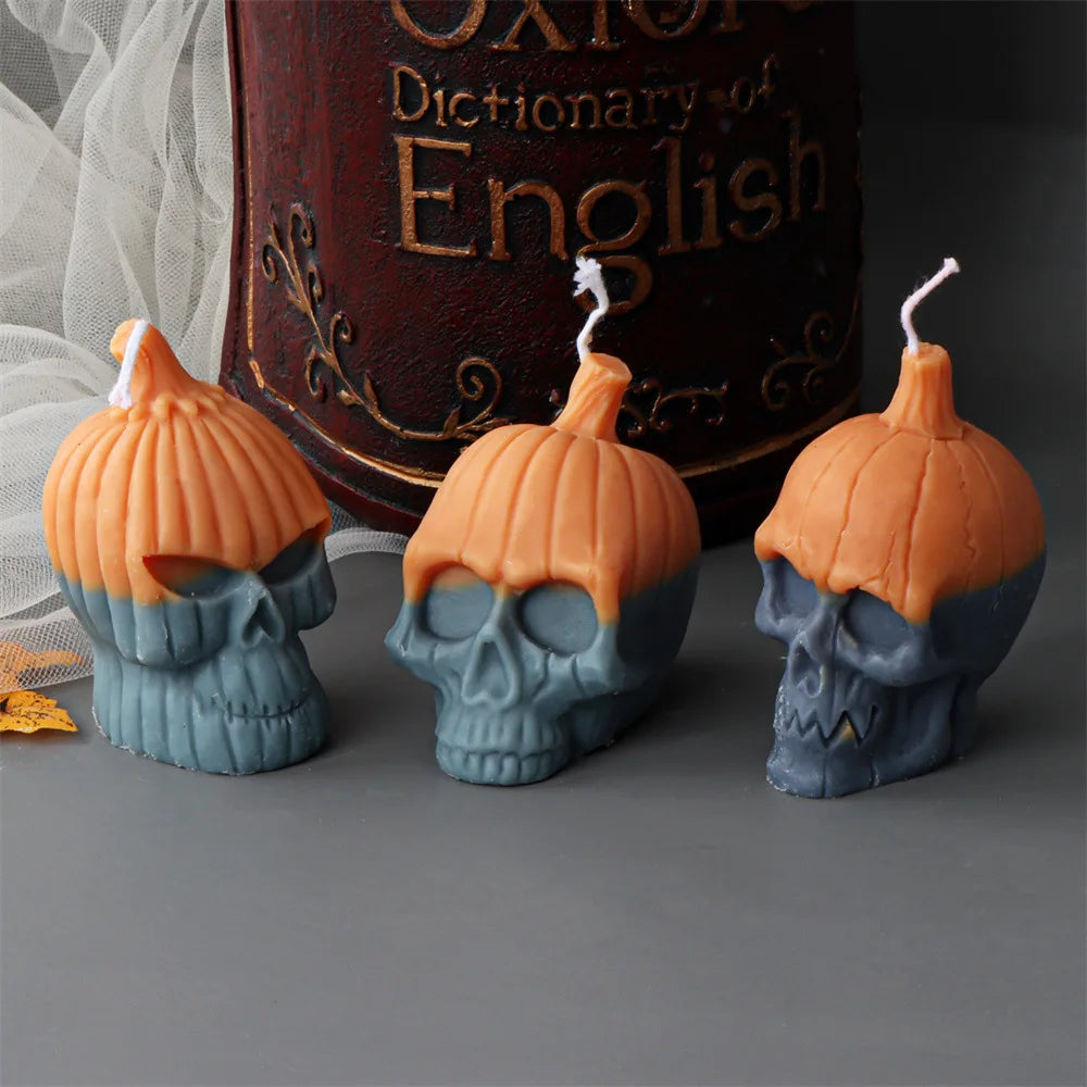 DIY Halloween Evil Pumpkin Skull Candle Mould