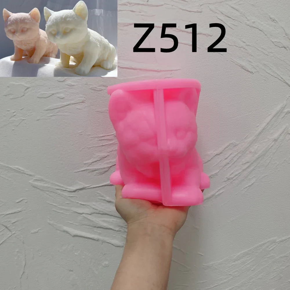 Kitten Sitting Statue Silicone Candle Mould