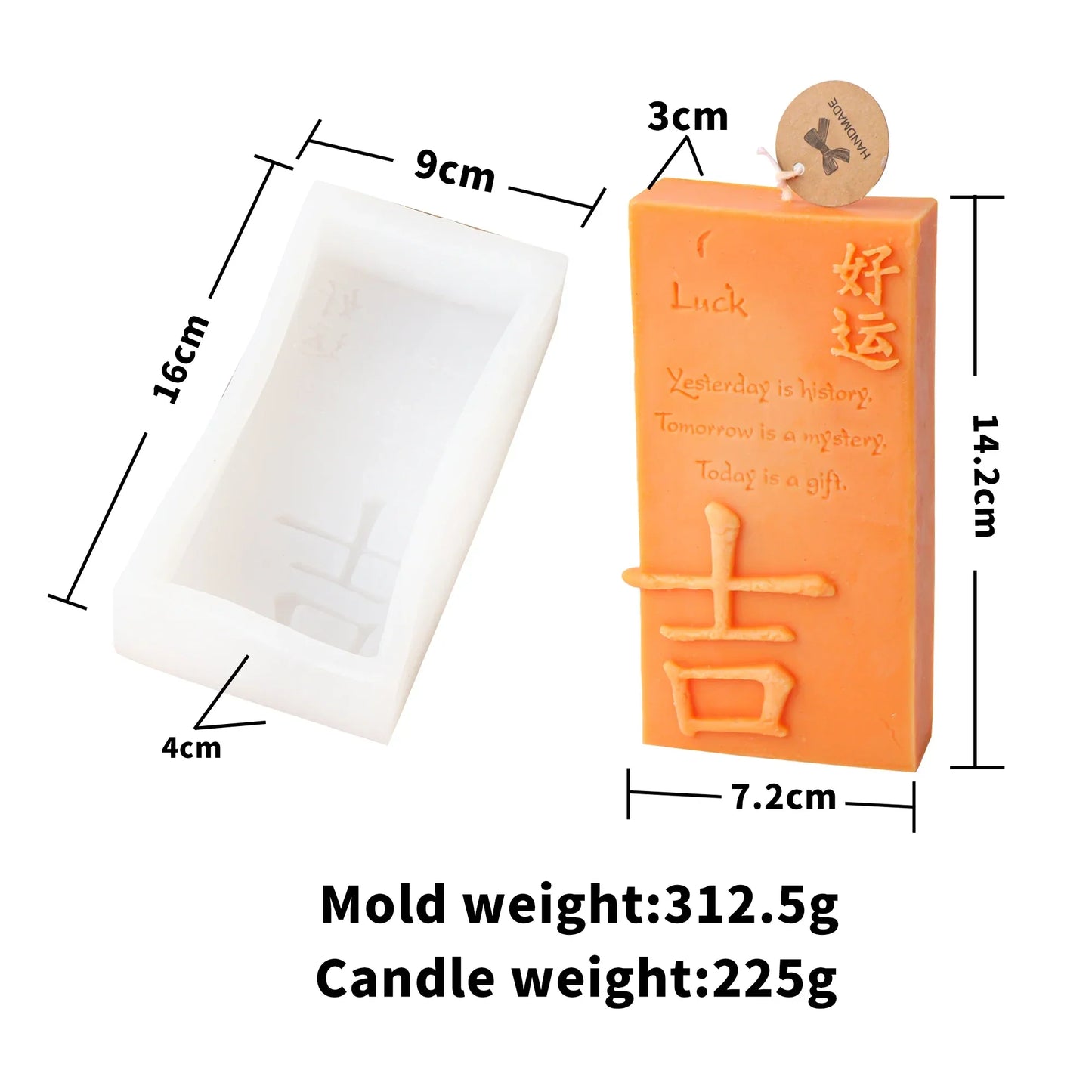 Luck Angel Slogan Letter Silicone Candle Mould - Luck