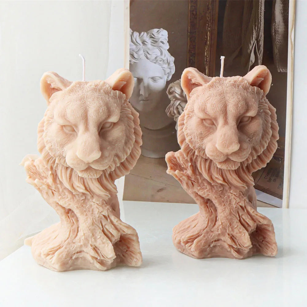 Tiger Head Tree Stump Silicone Candle Mould