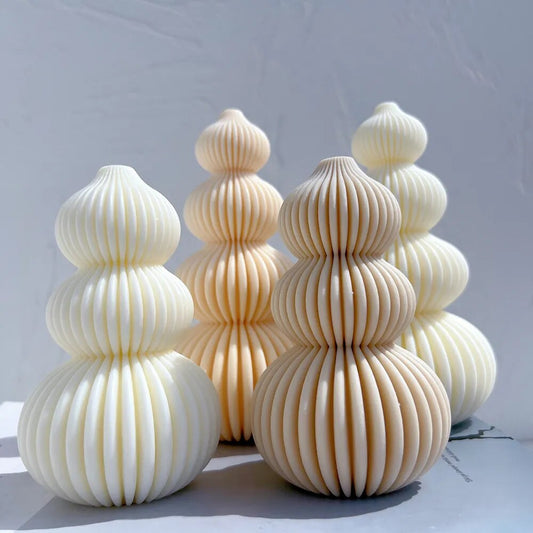 Ball Ribbed Christmas Tree Candle Moulds