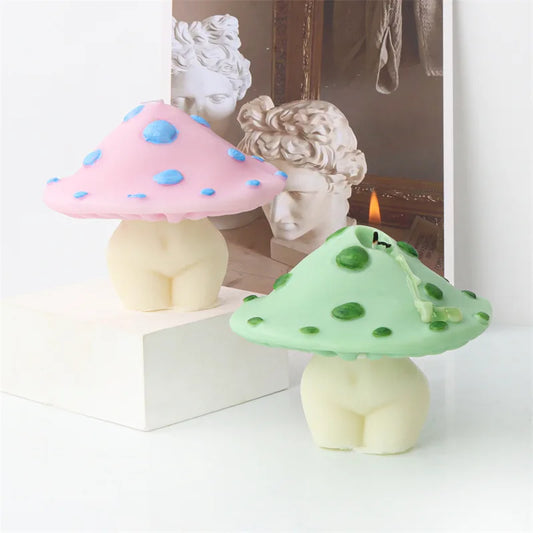 Mushroom Top and Halfbody Bottom Silicone Candle Mould