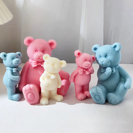 Bowtie Bear Family Candle Mould