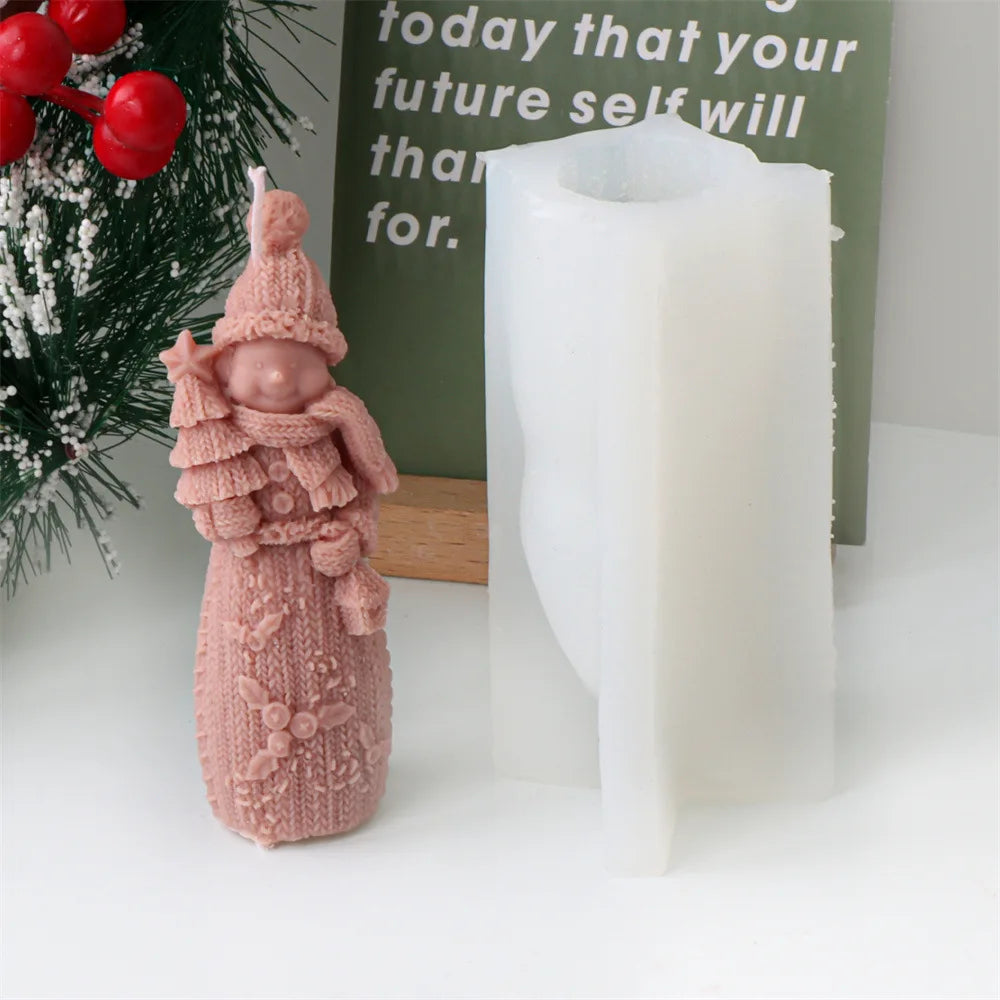 Snowman Christmas Tree Candle Silicone Mould