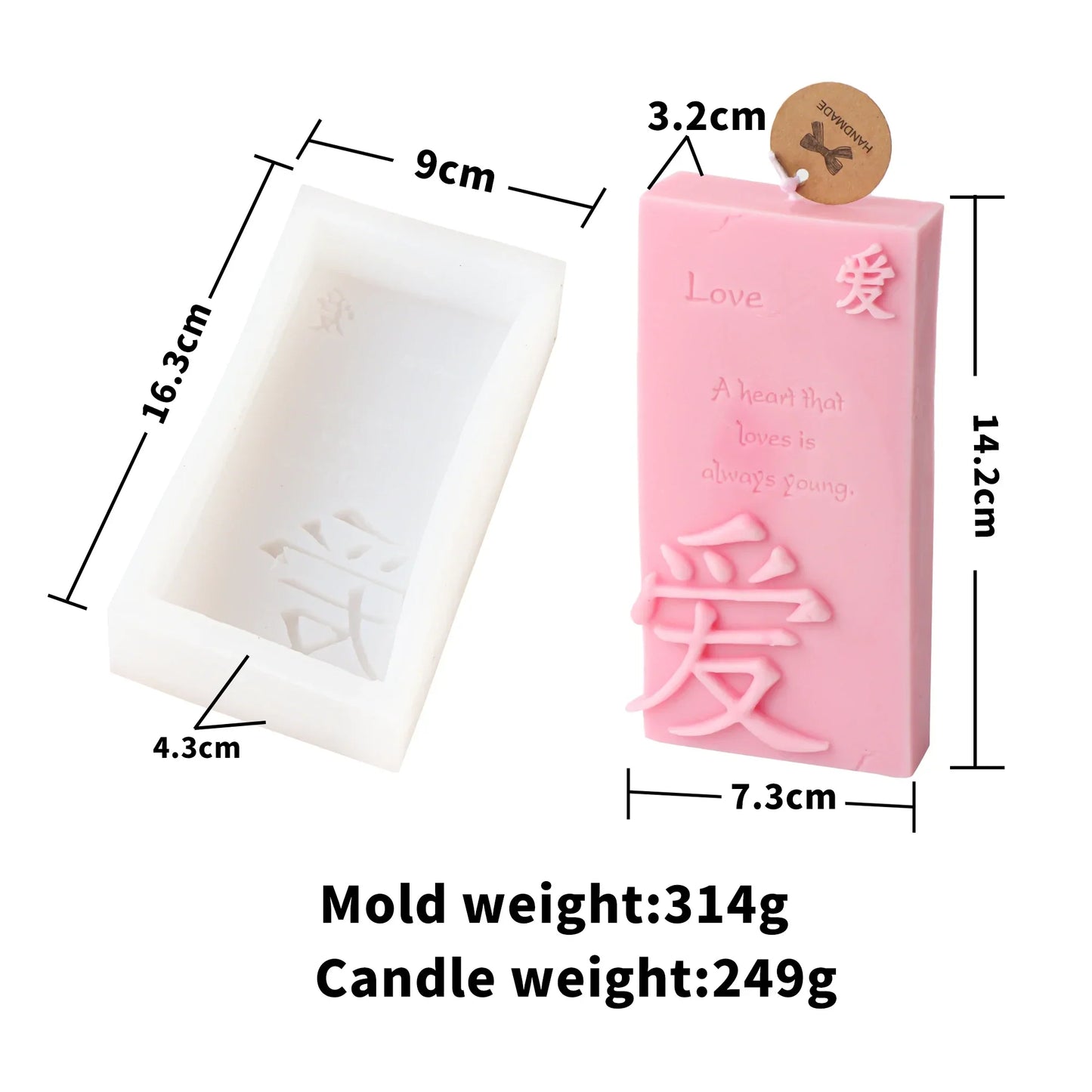 Luck Angel Slogan Letter Silicone Candle Mould - Love