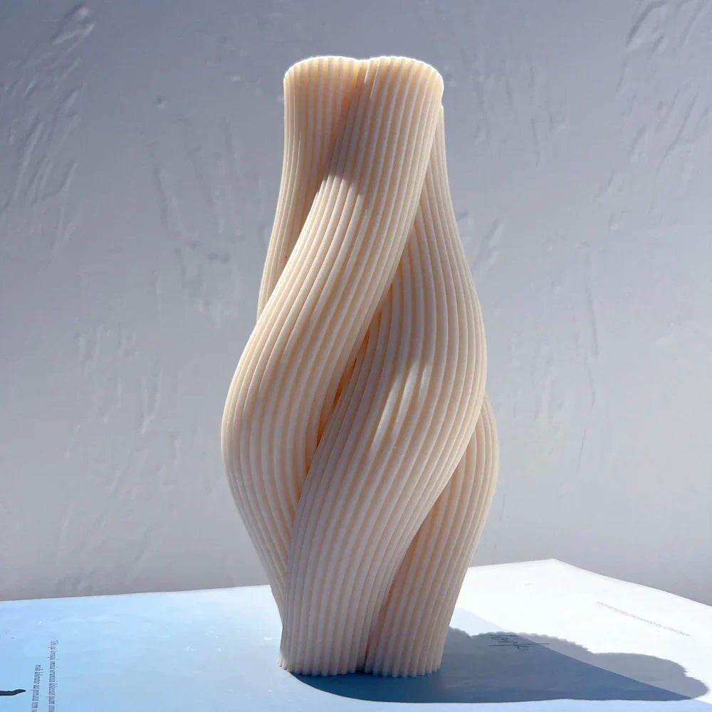 Ribbed Pillar Swirl Candle Moulds - Wave Twirl Spiral