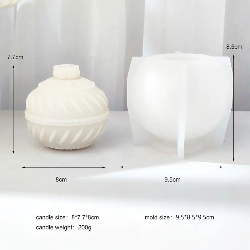Rococo-style Linear Ball Baubles Candle Mould