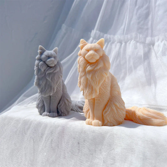 Sitting Norwegian Forest Cat Silicone Candle Mould