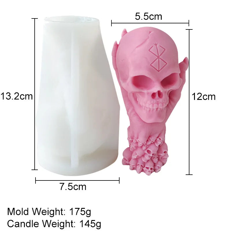 Large Hand Held Skull Candle Mould for Halloween DIY