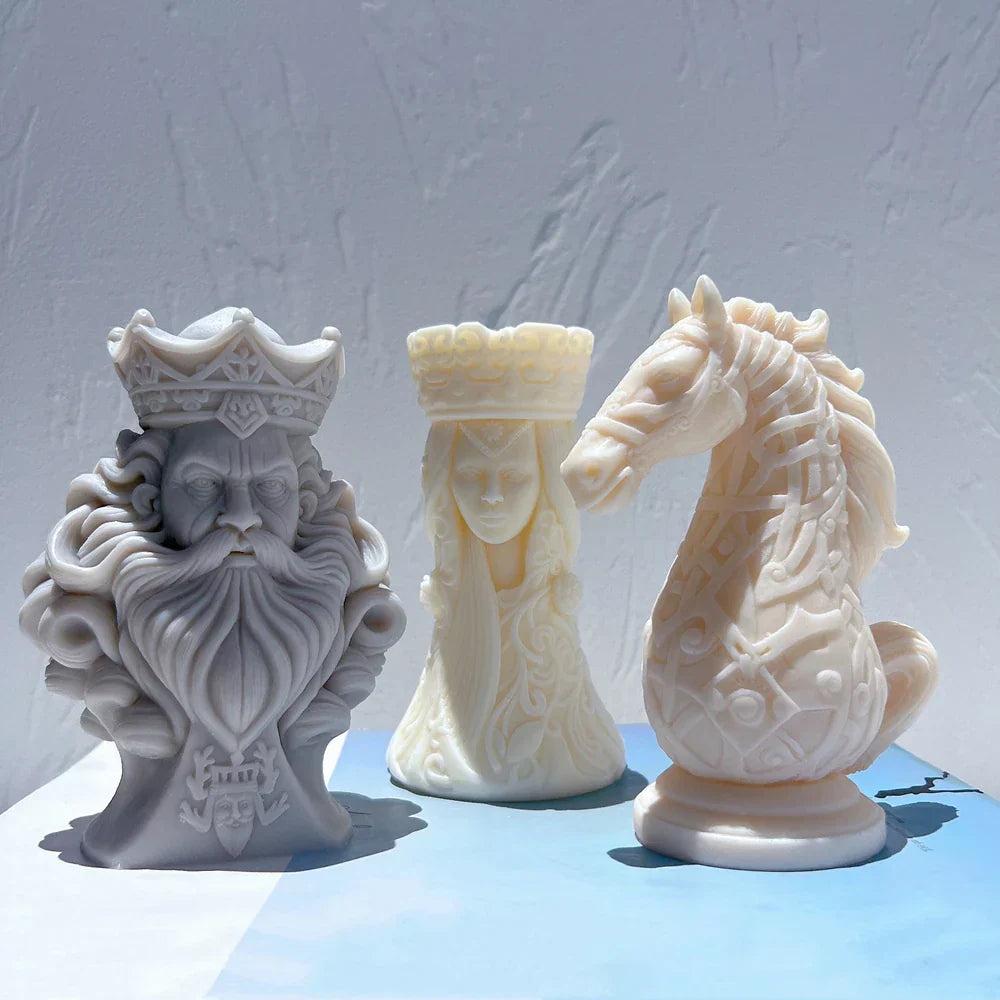 Chess King Queen Knight Rook Candle Mould