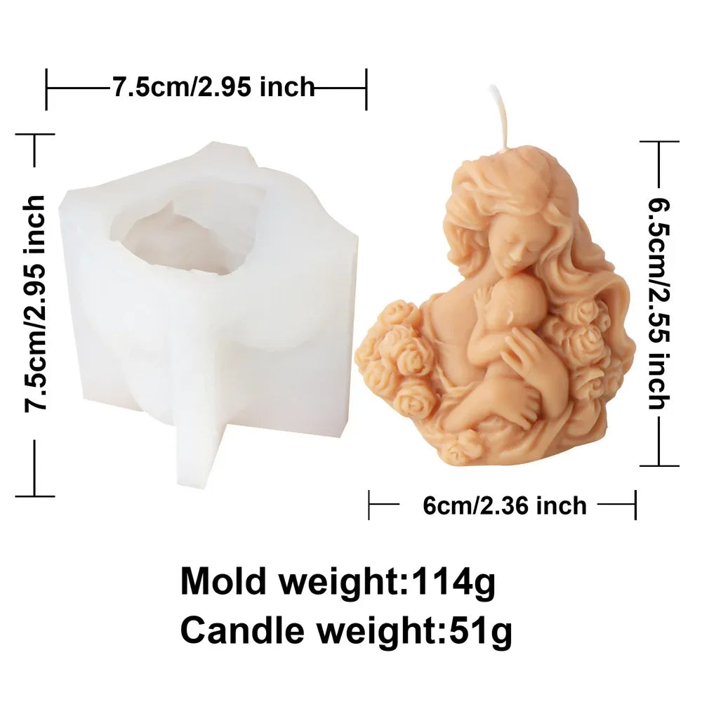 Mother Holding Baby Silicone Candle Mould