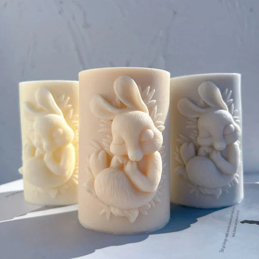 Easter Bunny Pillar Candle Mould Silicone