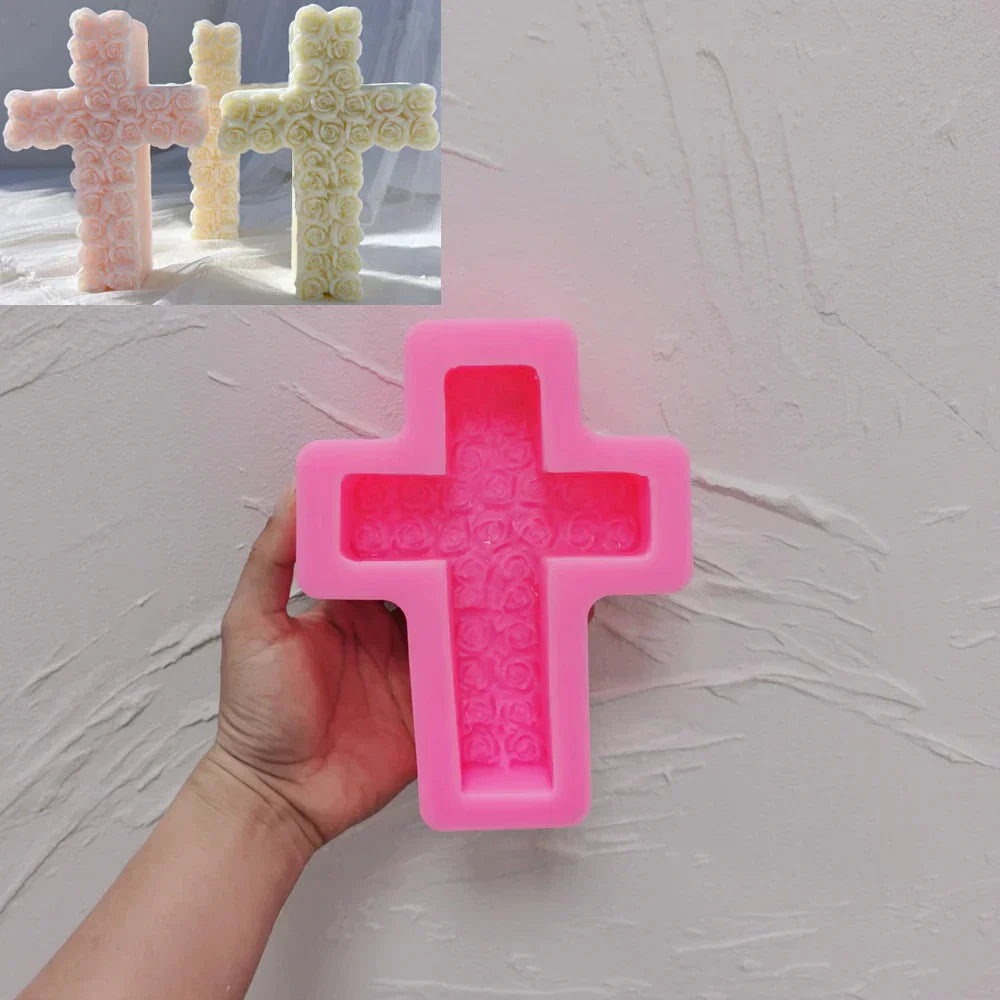 Rose Cross Candle Mould