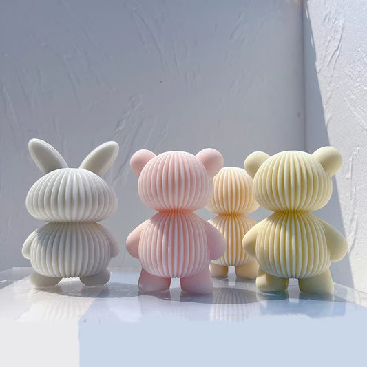 Ribbed Bear & Rabbit Candle Mould