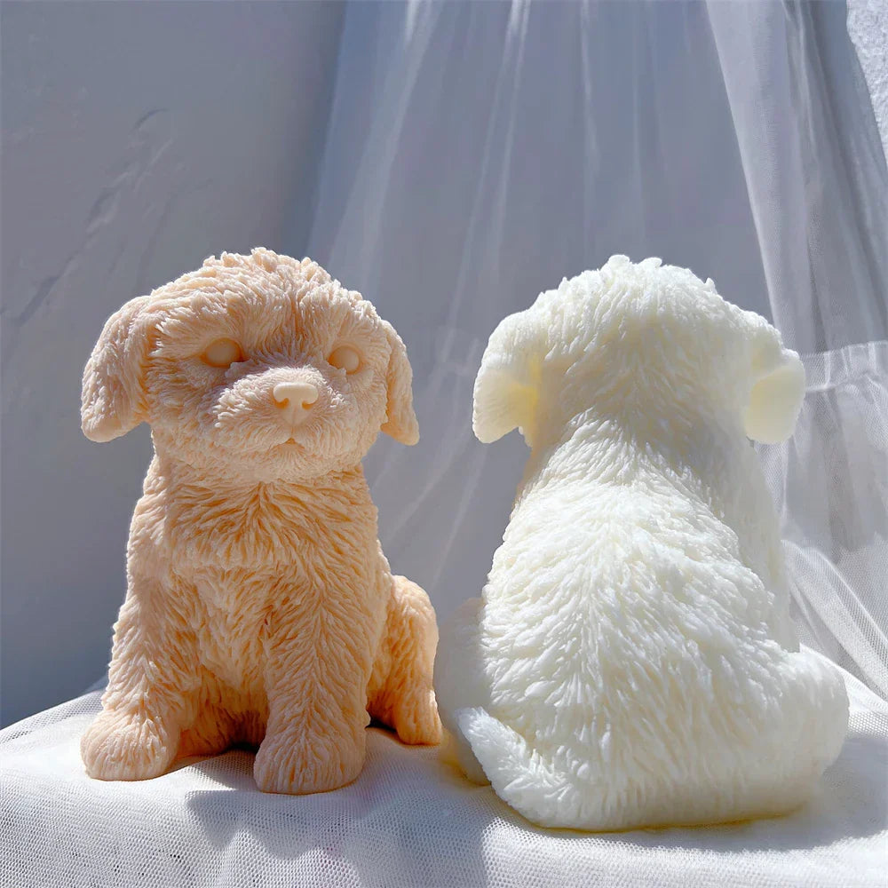 Cute Labradoodle Dog Silicone Candle Mould