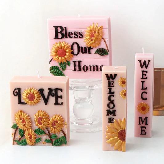 Sunflower Letters Slogan Candle Mould