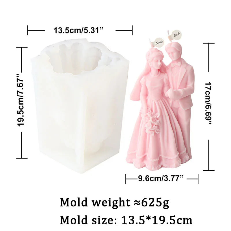 Bride and groom Wedding Ceremony Candle Mould Silicone