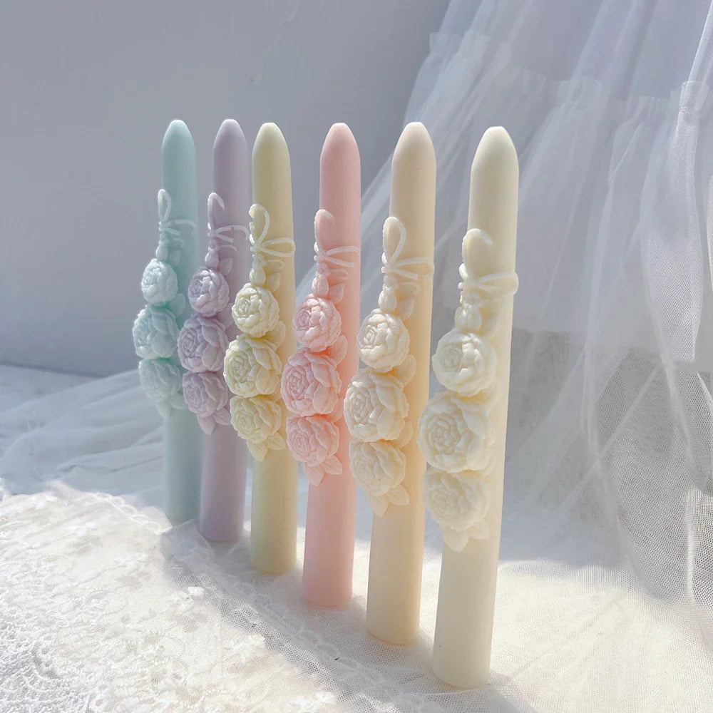 21.5CM Tall Taper Rose Candle Mold