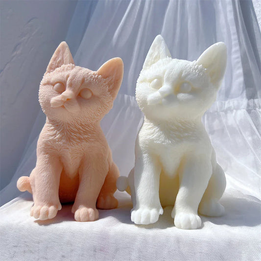 Sitting Tabby Cat Candle Silicone Mould