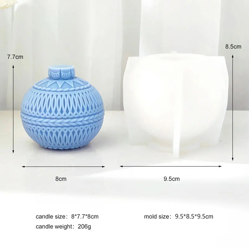 Rococo-style Linear Ball Baubles Candle Mould