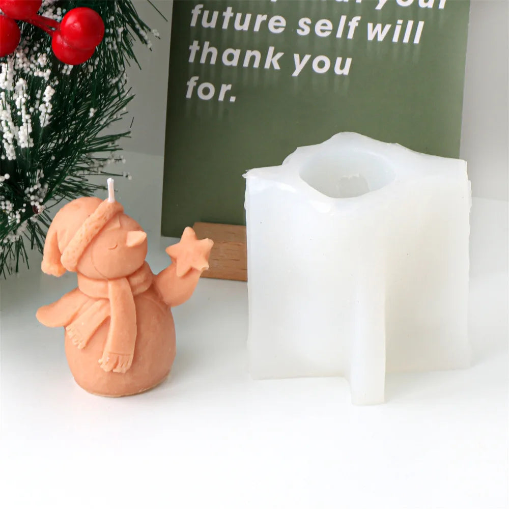 Snowman Christmas Tree Candle Silicone Mould