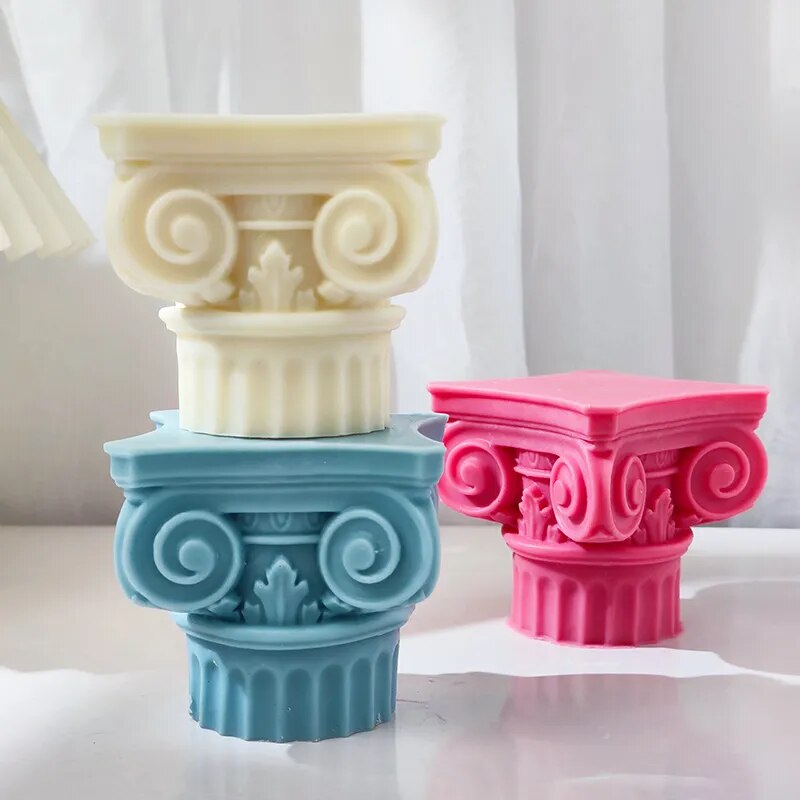 Large Roman Pillar Candle Mould Classic Corinthian