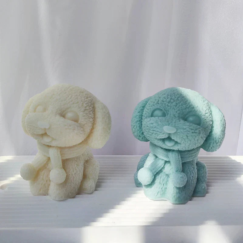 Adorable Scarf Wearing Dog Candle Mould