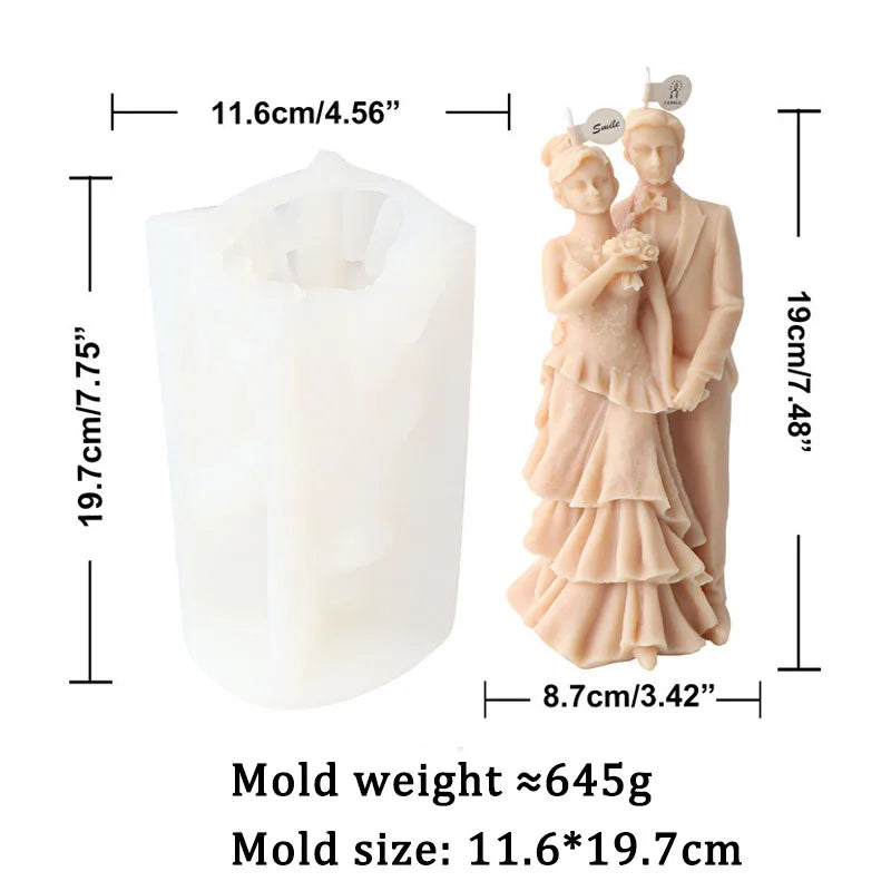 Bride and groom Wedding Ceremony Candle Mould Silicone
