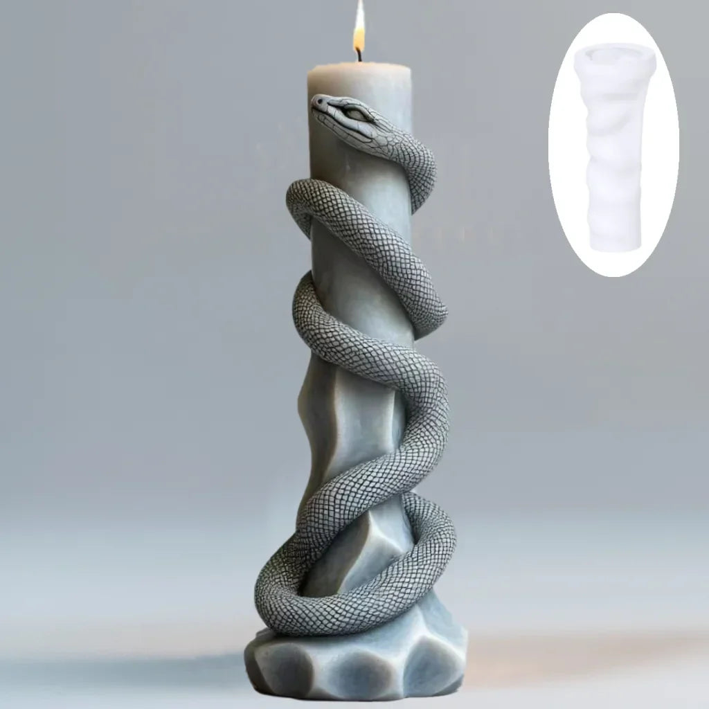 DIY Spiral Snake Relief Long Pole Candle Silicone Mould