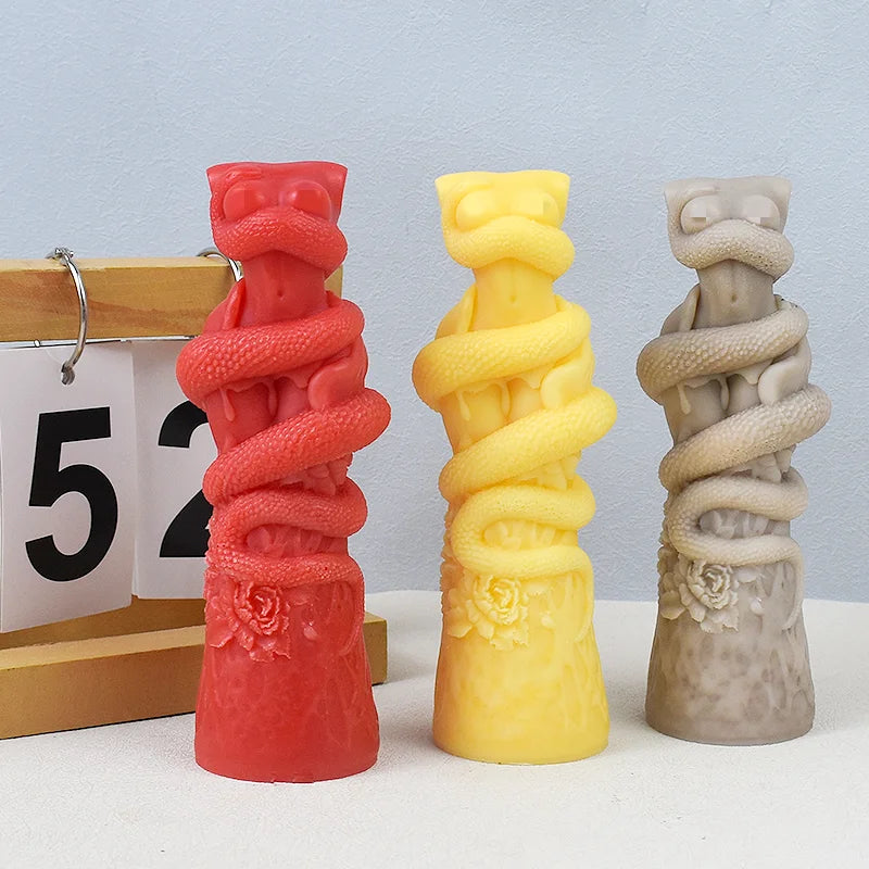 Snake Wrapped Women Body Pillar Silicone Candle Mould