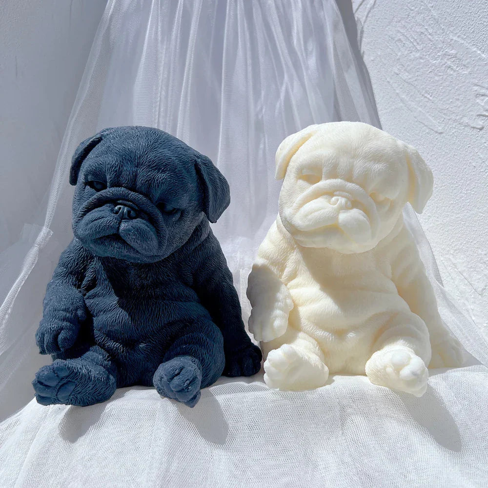 Sitting Sleeping Pug Puppy Candle Mould